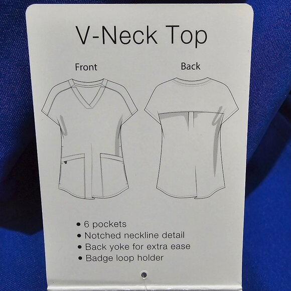 Climate Right V-Neck Scrub Top Silver Ion Anti-Bacterial Womens Sz M Woven Twill - Picture 4 of 10